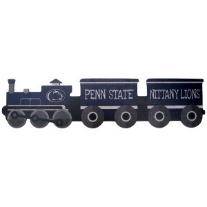 cut out train sign with Penn State Nittany Lions and Athletic Logo
